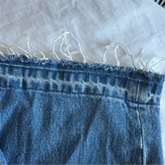 Mid Rise Destroyed Hem Jeans